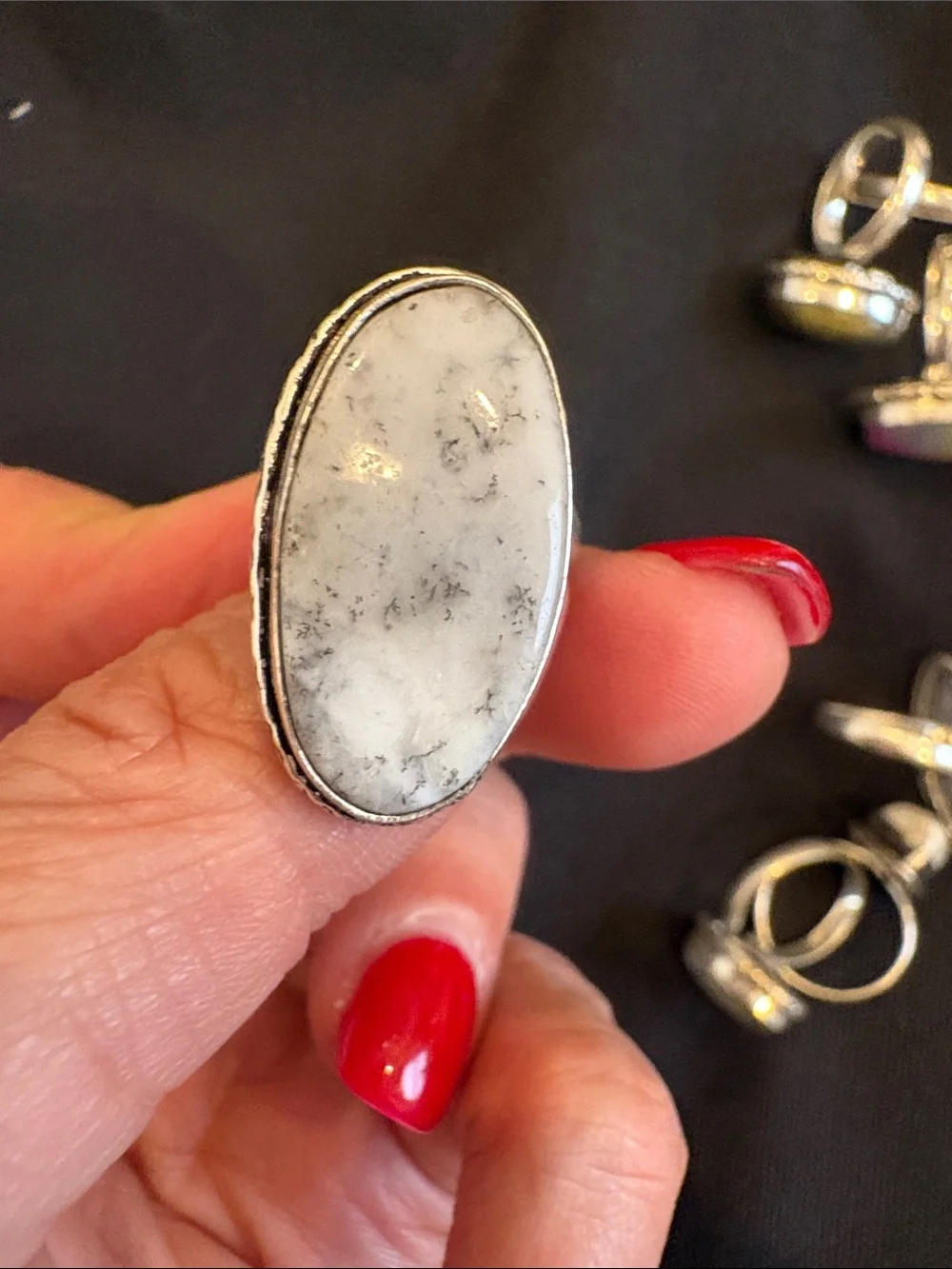 9 New Handcrafted Natural Multi-Stone Adjustable Cocktail Rings 925 Silver - Picture 3 of 13